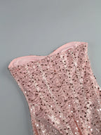 Pink Strapless See Through Long Dress