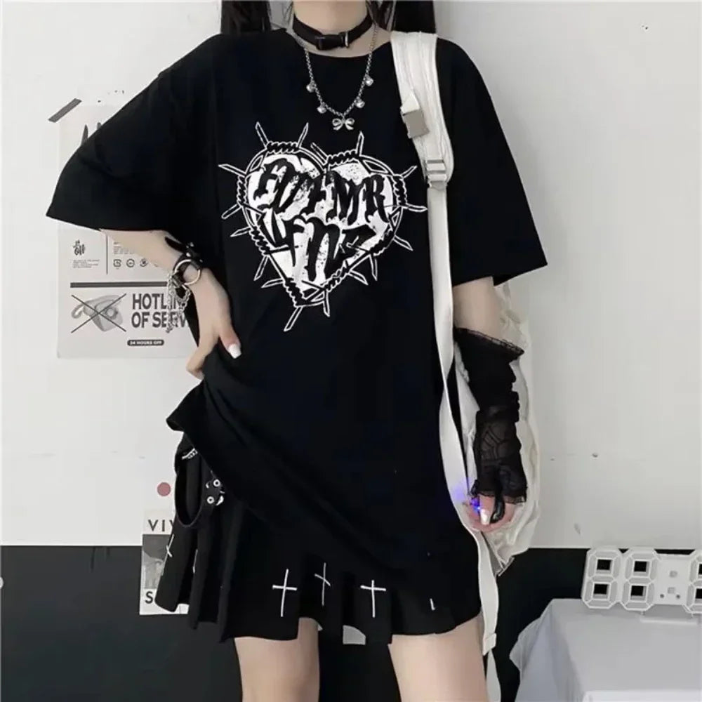 Gothic Vintage Print Black Tshirt
