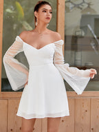 Sheer Bell Sleeve Swiss Dot Dress