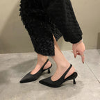 Hot Sale Slipon Fashion Office Career Sexy Pointed Toe Cap Sandals Low Heel Pumps