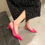 Hot Sale Slipon Fashion Office Career Sexy Pointed Toe Cap Sandals Low Heel Pumps