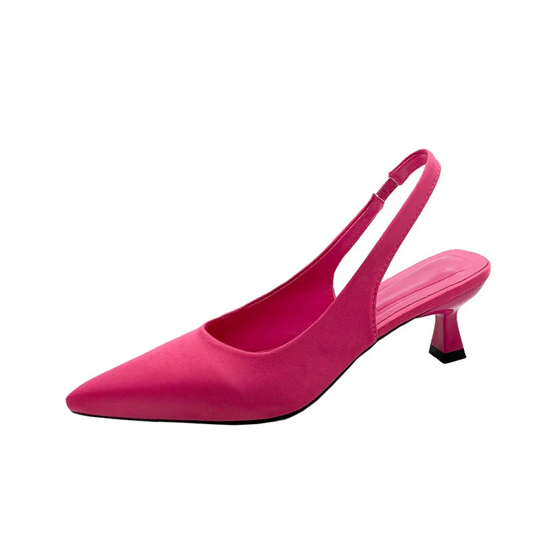Hot Sale Slipon Fashion Office Career Sexy Pointed Toe Cap Sandals Low Heel Pumps