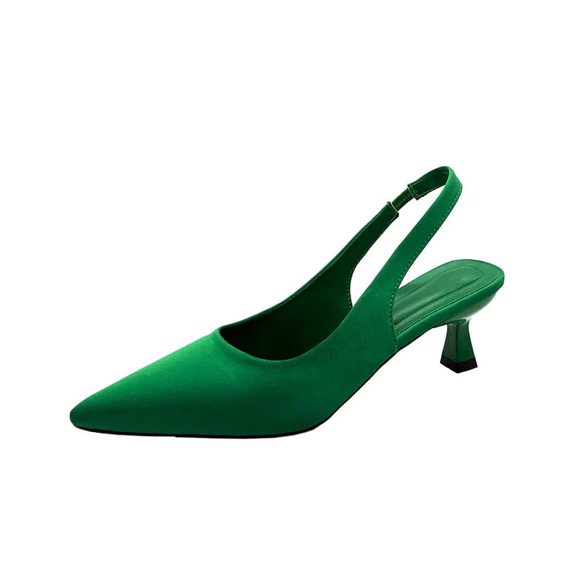 Hot Sale Slipon Fashion Office Career Sexy Pointed Toe Cap Sandals Low Heel Pumps