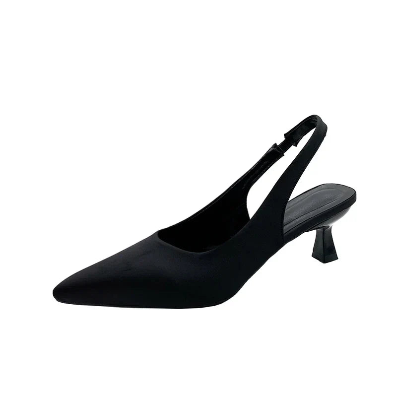 Hot Sale Slipon Fashion Office Career Sexy Pointed Toe Cap Sandals Low Heel Pumps