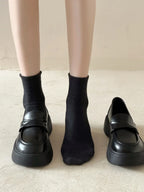 Fur Shallow Mouth Round Toe Leather AllMatch Fall Casual Platform Loafers