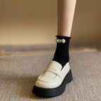 Fur Round Toe British Style Preppy Fall Creepers Platform Oxfords Loafers