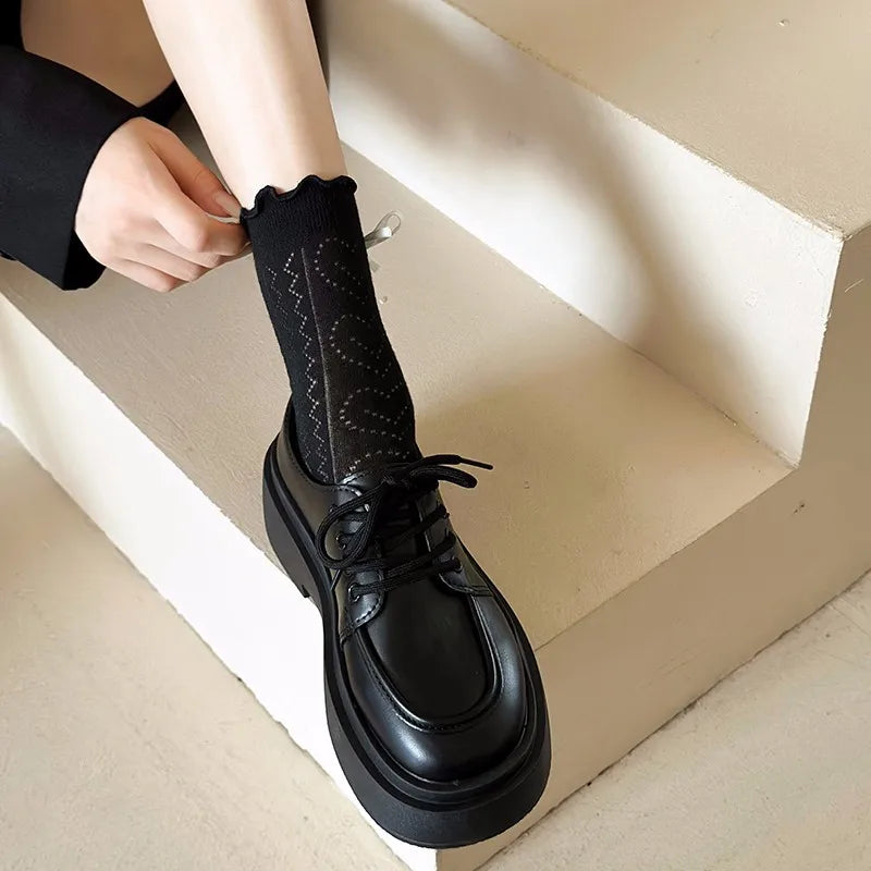 Fur Round Toe Casual Sneakers Platform AllMatch Modis Oxfords Derby Loafers