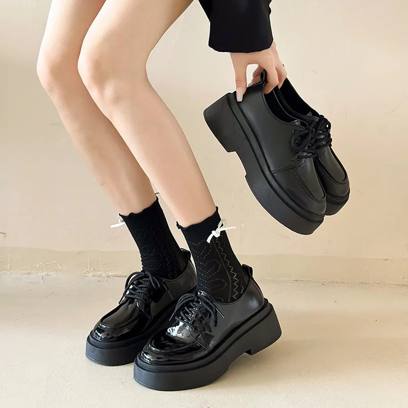 Fur Round Toe Casual Sneakers Platform AllMatch Modis Oxfords Derby Loafers