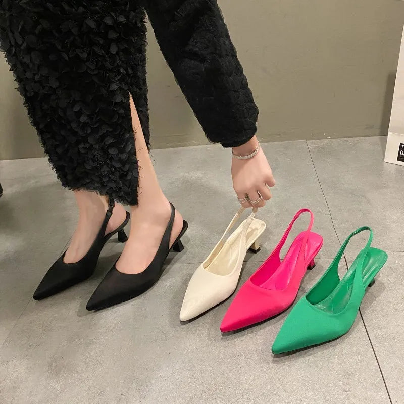 Fashion Slipon Summer Solid Office Career Sexy Pointed Toe Low Heel Pumps