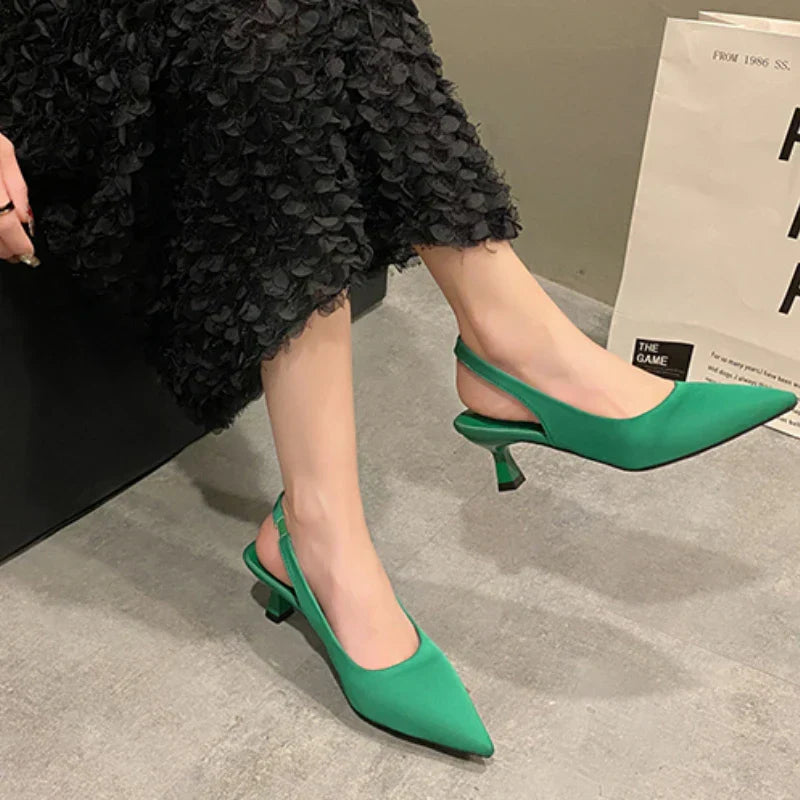 Fashion Slipon Summer Solid Office Career Sexy Pointed Toe Low Heel Pumps
