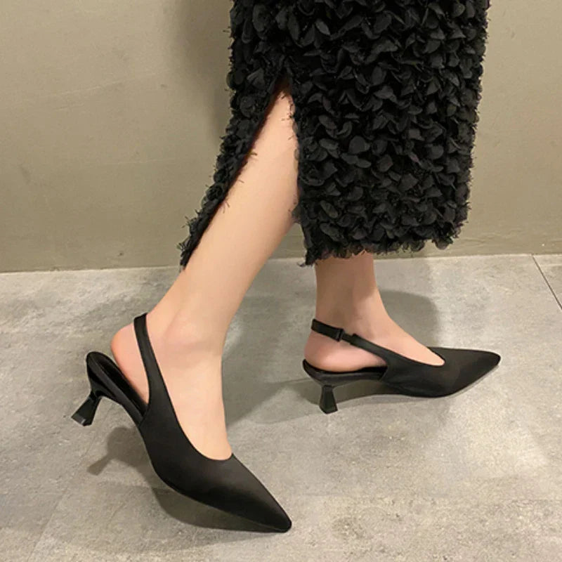 Fashion Slipon Summer Solid Office Career Sexy Pointed Toe Low Heel Pumps