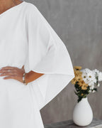 Side To Side One Shoulder Statement Dress White