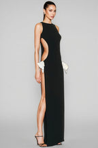 Vendi Double Side Slit Bow Maxi Dress