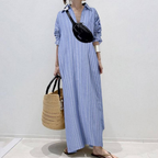 Dafne Minimalist Loose Striped Dress Statement Occasion Edit