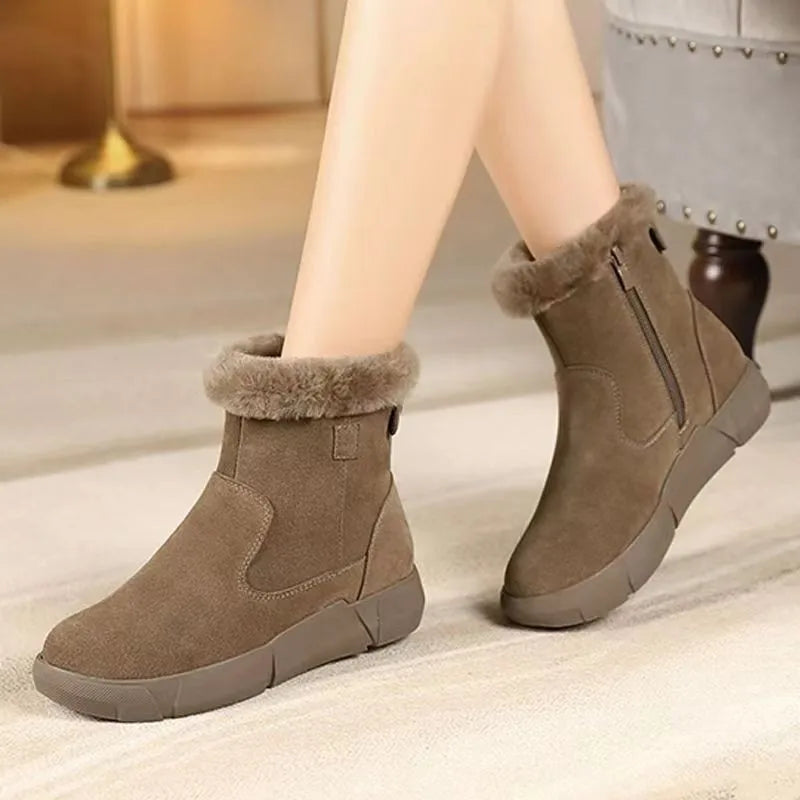 Fur Winter Suede Wool Warm Nonslip Casual Booties Snow Boot