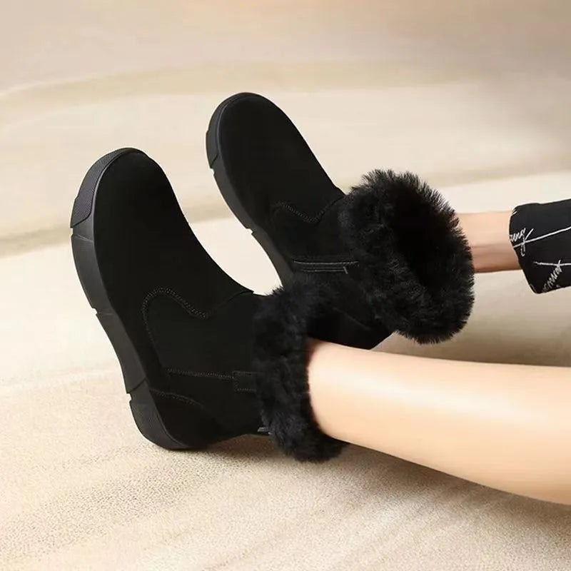 Fur Winter Suede Wool Warm Nonslip Casual Booties Snow Boot