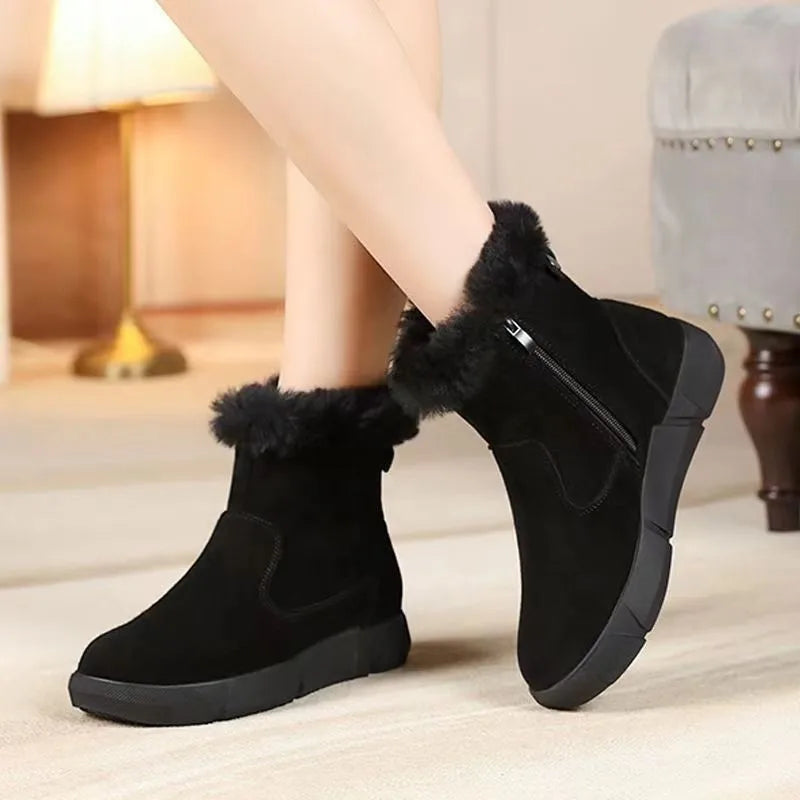 Fur Winter Suede Wool Warm Nonslip Casual Booties Snow Boot
