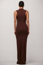 Vina Brown Sleeveless Maxi Dress