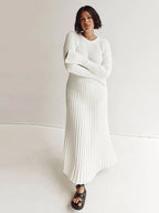 DressBetty - 2024 White Pleated Long Robes Summer Lady Office Maxi Dress