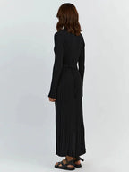 DressBetty - 2024 White Pleated Long Robes Summer Lady Office Maxi Dress