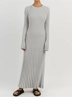 DressBetty - 2024 White Pleated Long Robes Summer Lady Office Maxi Dress