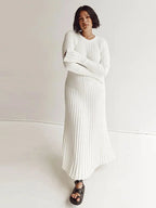 DressBetty - 2024 White Pleated Long Robes Summer Lady Office Maxi Dress