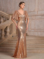 Sexy V-neck Sequins Mermaid Party Dress