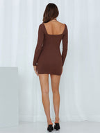 Solid color Sexy knitted jumper long sleeve slim dress