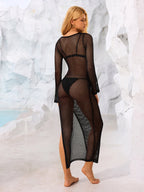 Split Thigh Perspective Knit Maxi Dress