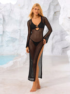 Split Thigh Perspective Knit Maxi Dress