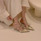 Comfortable Solid Buckle Elegant New Summer Fashionable Low Heel Pumps