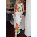 Positioning Floral Sleeveless Dress Two Piece Set Casual Vacation Two Piece Set