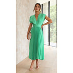 Pleated Dress Casual Loose Zip Sleeveless Dress