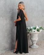 Strike A Pose One Shoulder Statement Maxi Dress Black