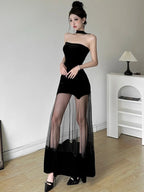 Strapless Sheer Maxi Dress