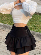 Dark Gothic Punk Egirl High Waist Mini Skirt