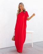 Strike A Pose One Shoulder Statement Maxi Dress Tomato Red