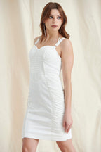 White Ruched Corset Mini Dress