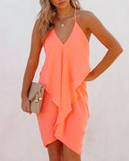 Such A Flirt Halter Ruffle Dress Coral