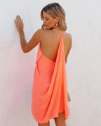 Such A Flirt Halter Ruffle Dress Coral