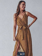 Floral Slit Backless Beach Midi Dress
