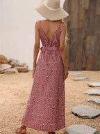 Floral Slit Backless Beach Midi Dress