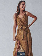 Floral Slit Backless Beach Midi Dress