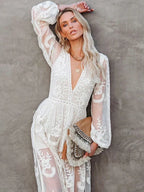 Cinthia Aesthetic Maxi Dress Bohemian Lace Evening Wear Edit