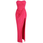 Summer New Women���s Sexy Breast Wrapping Backless Dress Red Party Dress