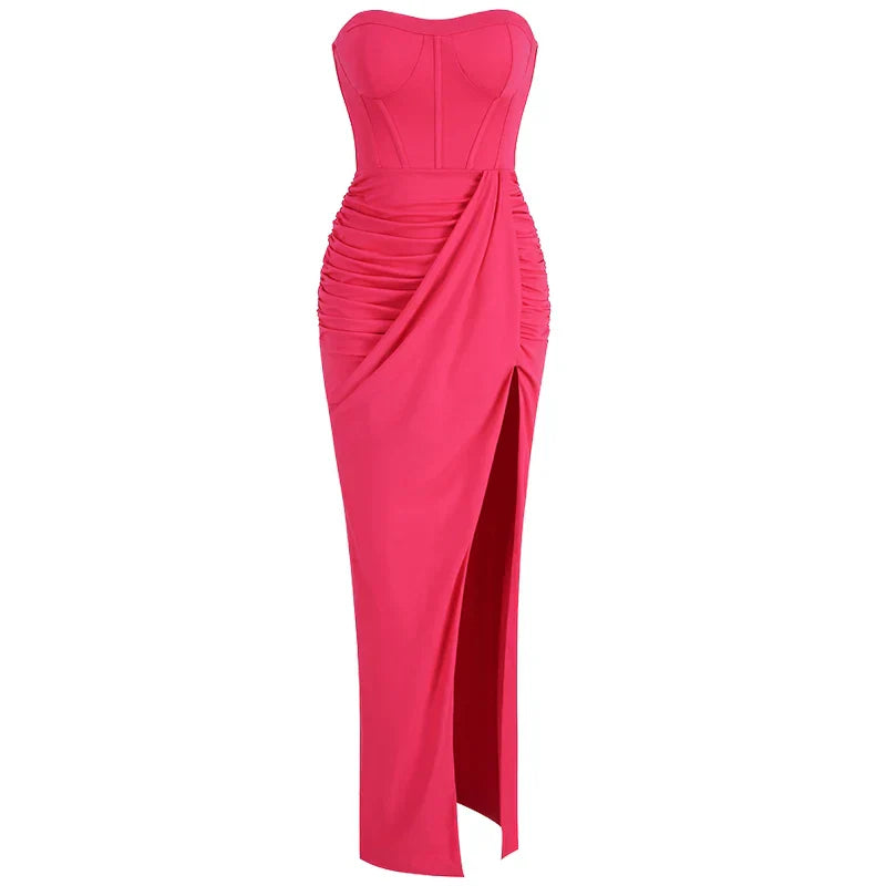 Summer New Women���s Sexy Breast Wrapping Backless Dress Red Party Dress