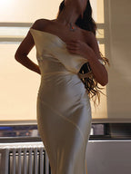 DressBetty - 2024 Sunny Evening Spaghetti Strap Backless Satin Maxi Dress