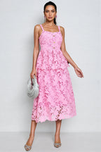 Waters Pink Lace Midi Dress