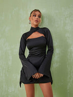Sybil Satin Mini Dress In Black