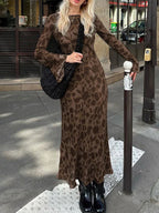 DressBetty - 2024 New Street Slim Retro Print High Waist Femme Bodycon Maxi Dress